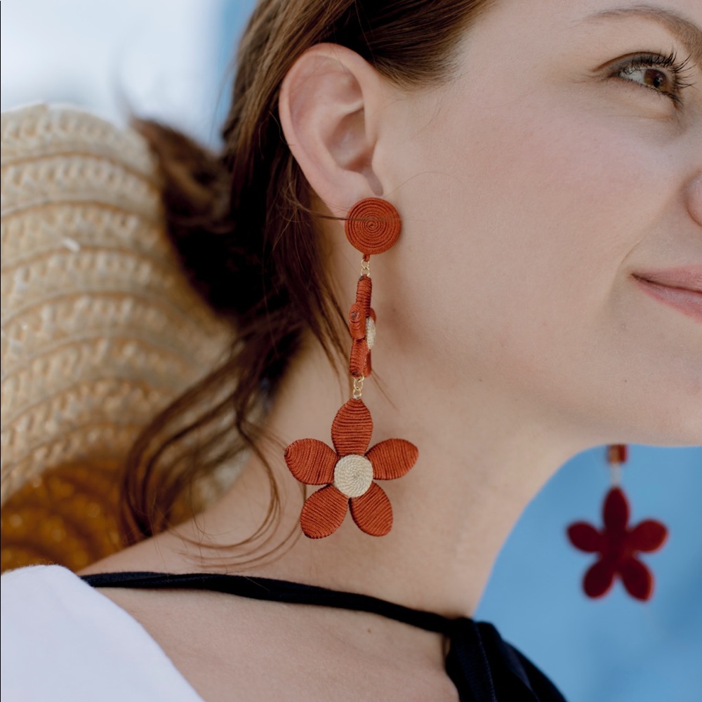 Daisy Copper & Beige Statement Earrings